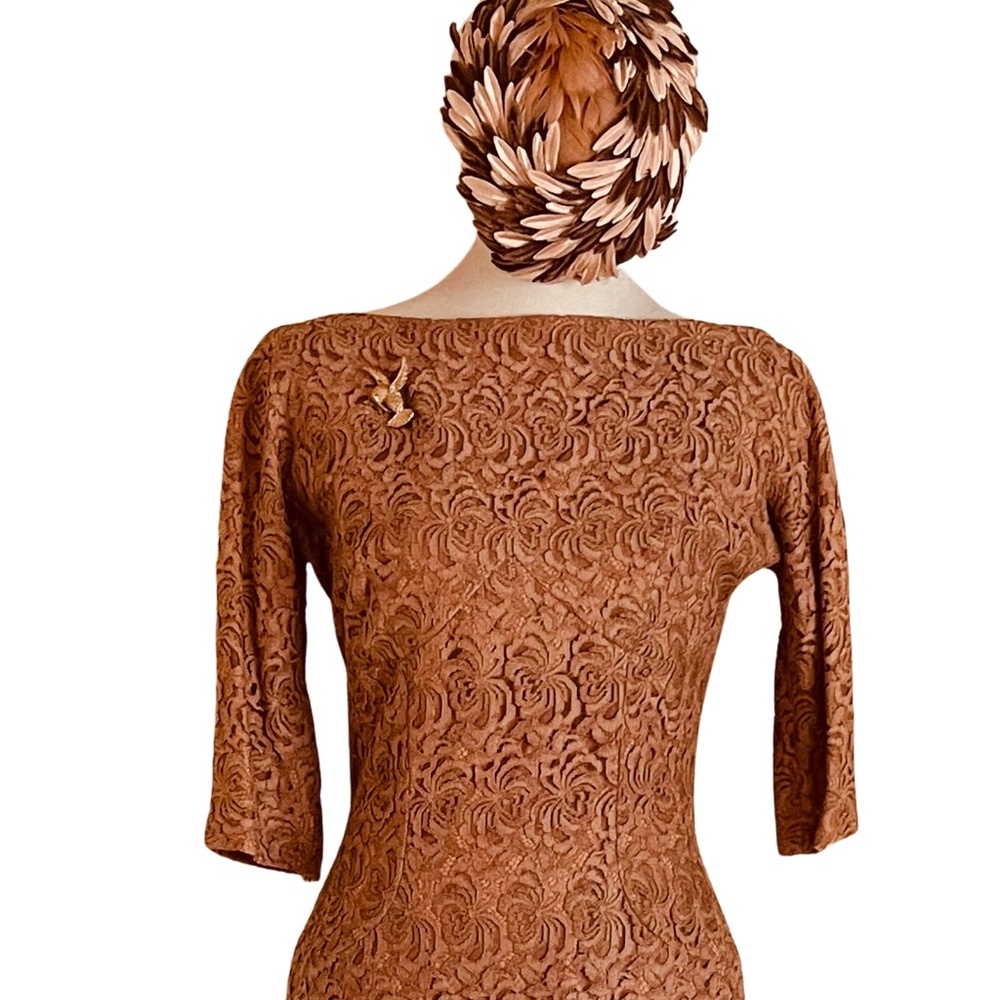 Exquisite 1950's Gigi Young of NY Lace Cocktail Dress w/Matching Hat ~ Excellent
